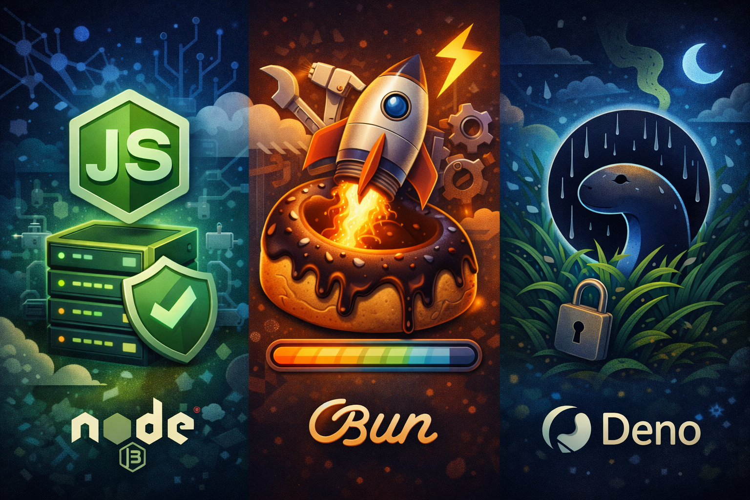 Bun vs Node.js vs Deno — 뭐가 다른지, 그래서 뭘 쓰면 좋은지 (2026 기준)